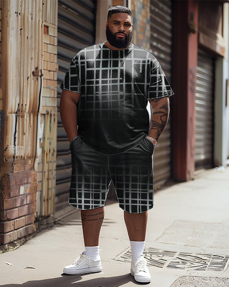Big & Tall Gradient Graphic T-Shirt Shorts Set for big men view 1