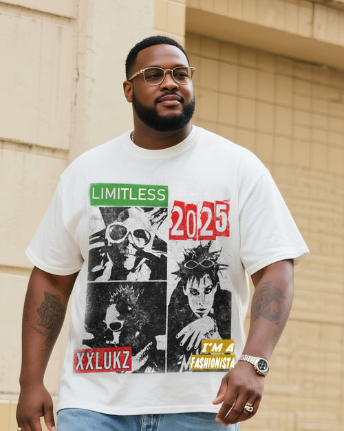 Big & Tall Denim Streetwear T-Shirt Shorts Set for big men view 2