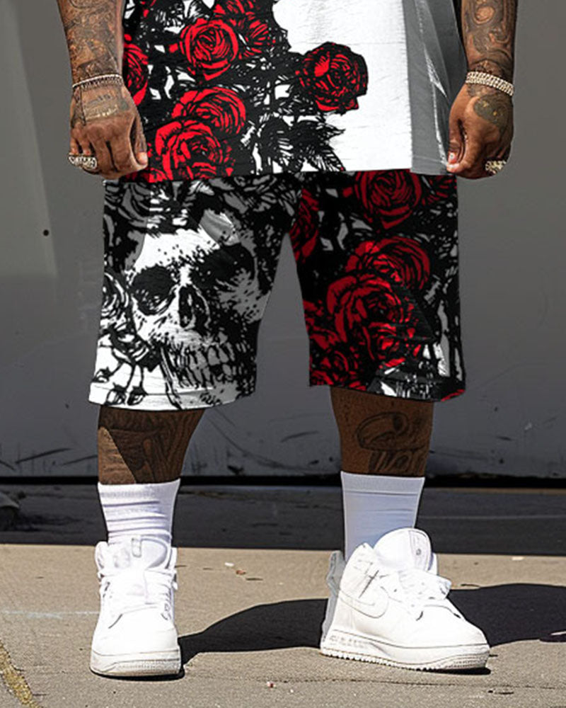 Big & Tall Graphic Streetwear T-Shirt Shorts Set for big men view 3
