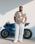 Big & Tall White Business Casual T-Shirt Pants Set for big men view 1
