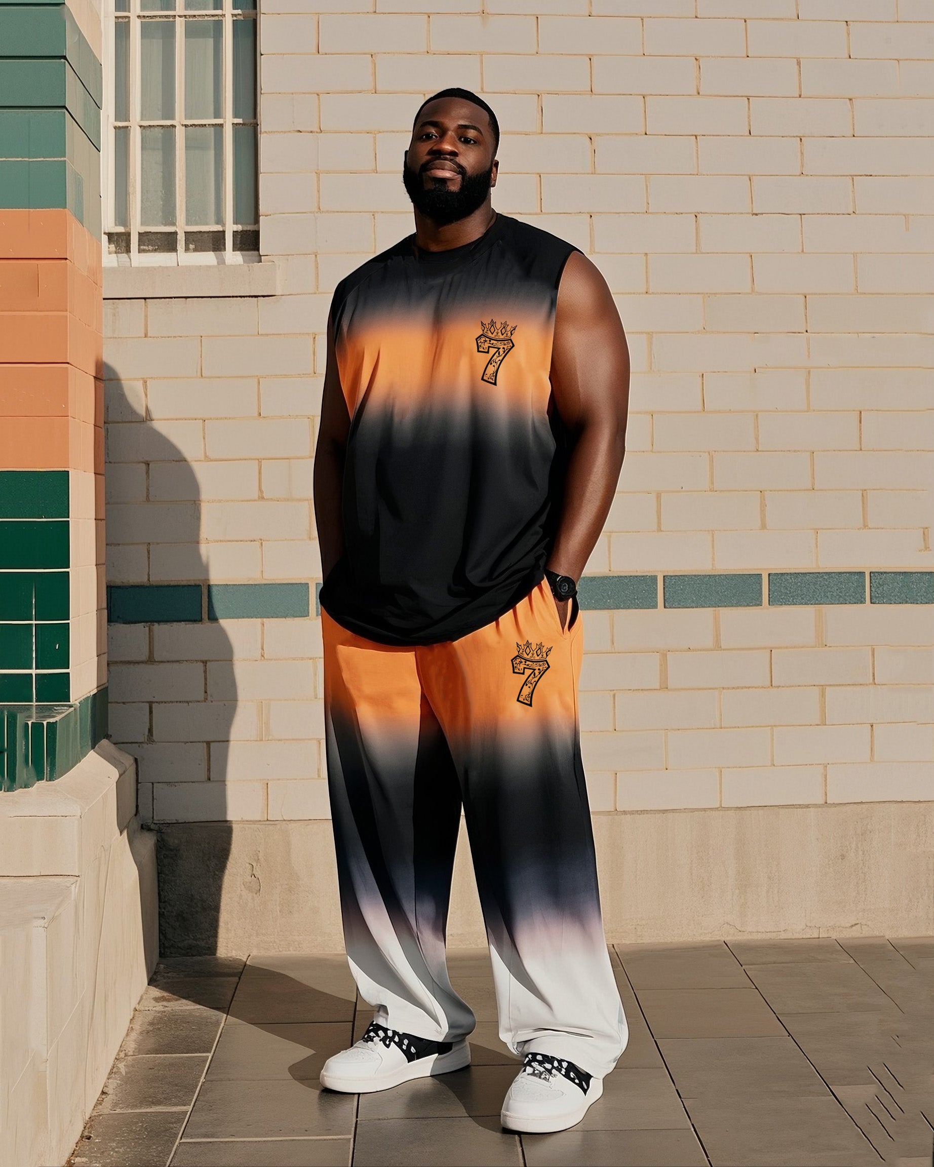Big & Tall Gradient Vest Pants Set for big men view 2
