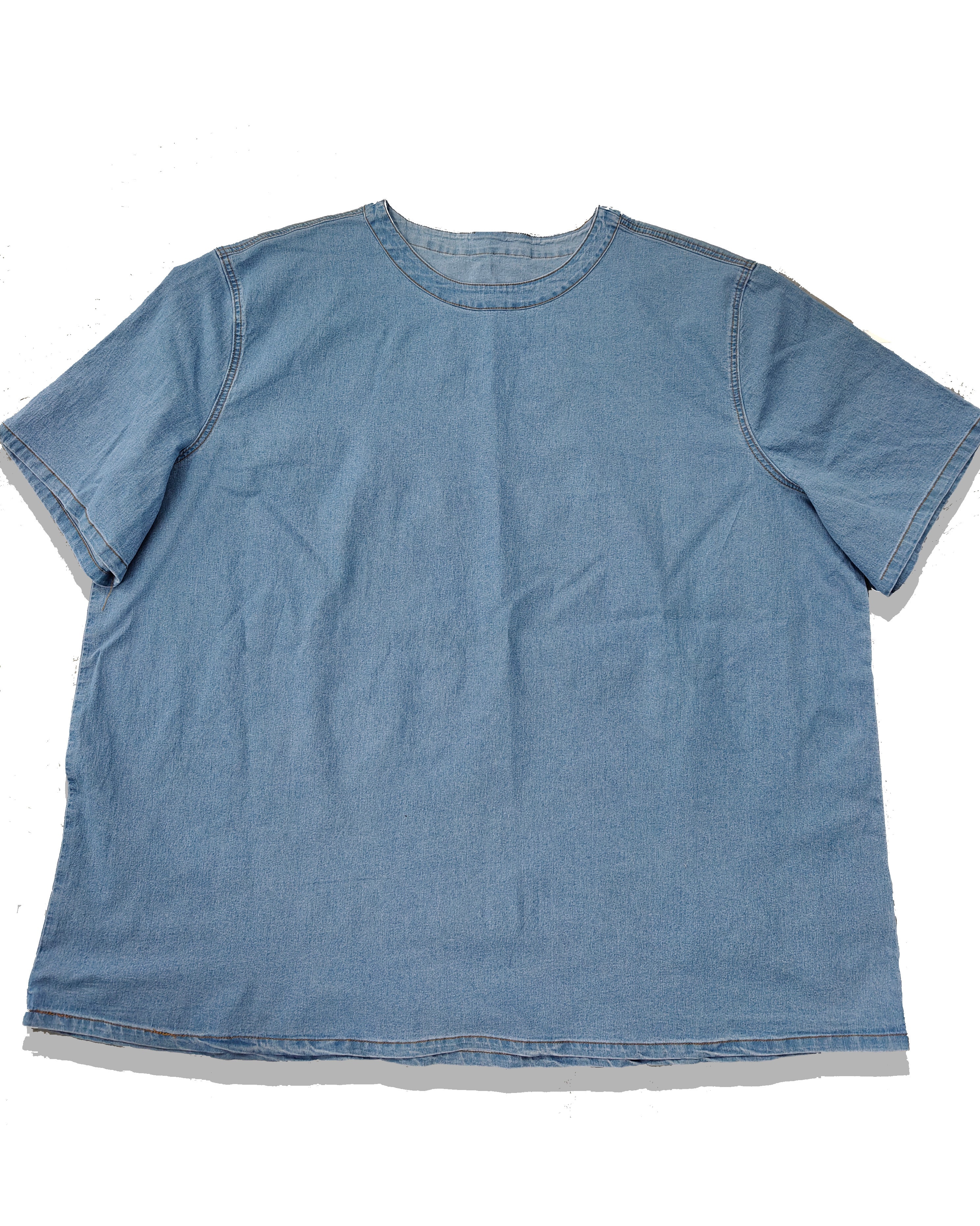 Big & Tall Denim Washed Solid Color T-Shirt for big men view 2
