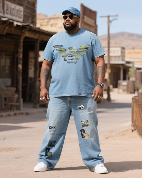 Big & Tall Denim T-Shirt Pants Set for big men view 1