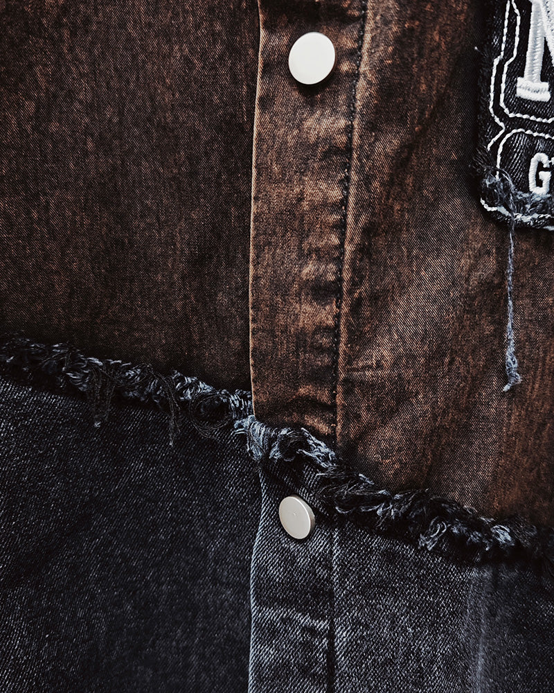 Big & Tall Black Brown Washed Short Sleeve Shirt for big men view 5
