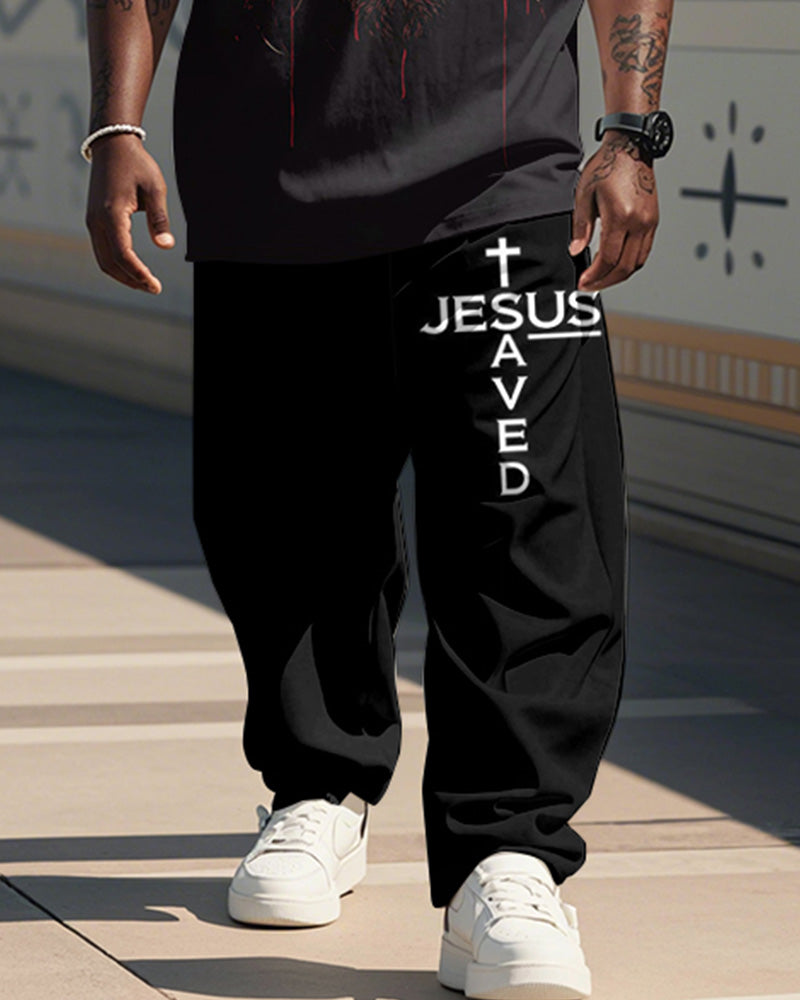 Big & Tall Graphic Graffiti T-Shirt Pants Set for big men view 3