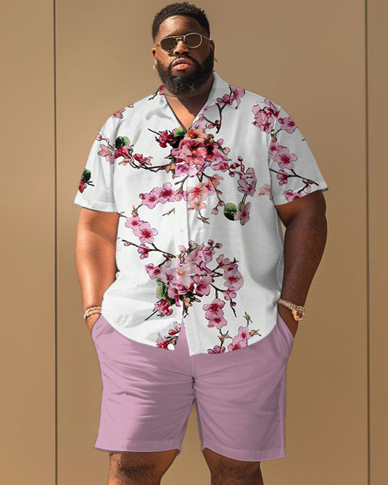 Big & Tall Colorblock Graphic T-Shirt Shorts Set for big men view 1