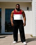 Big & Tall Black White Colorblock Vest Pants Set for big men view 1
