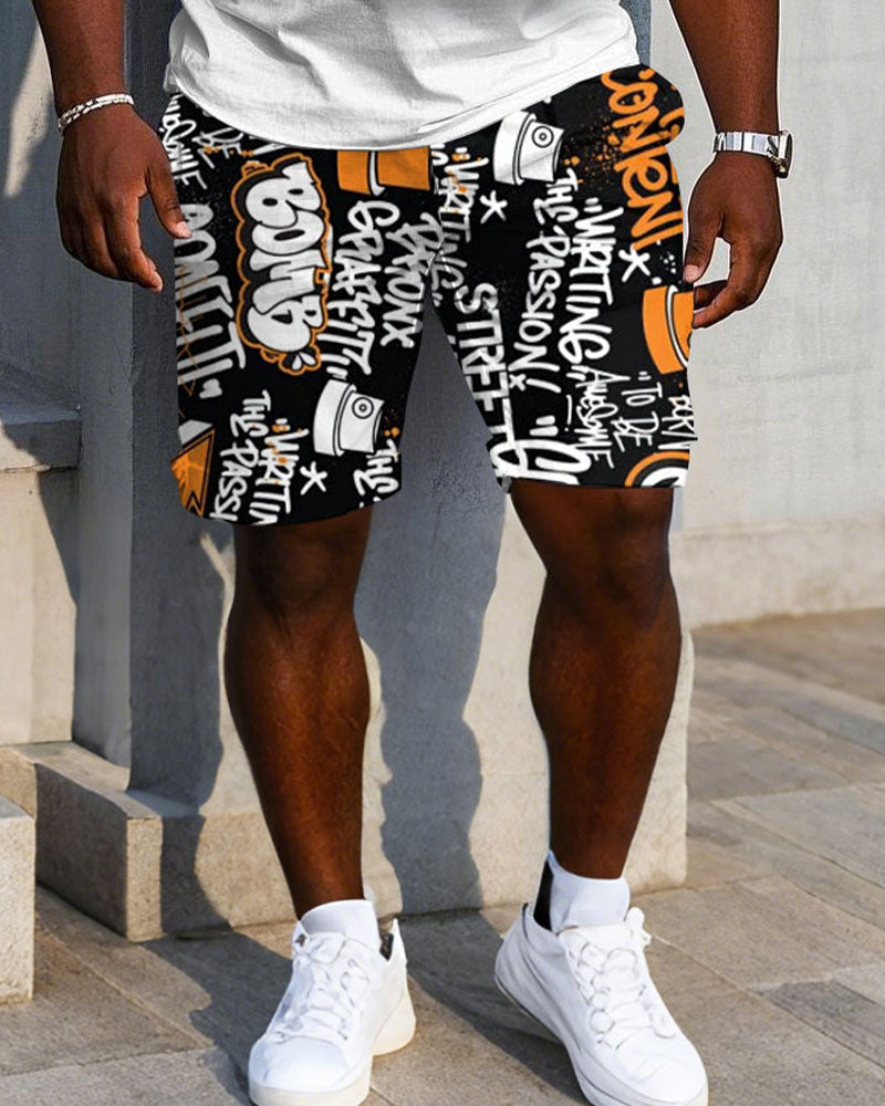 Big & Tall Streetwear T-Shirt Shorts Set for big men view 3