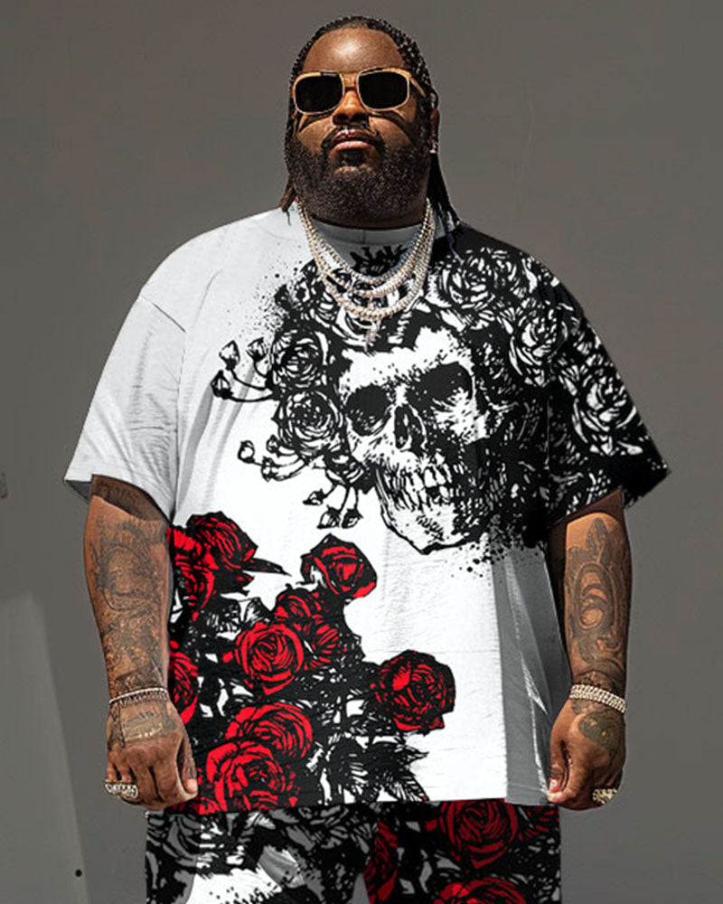 Big & Tall Graphic Streetwear T-Shirt Shorts Set for big men view 2