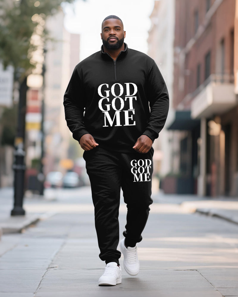 Big & Tall Geometric Graphic Two-piece Set for big men view 3