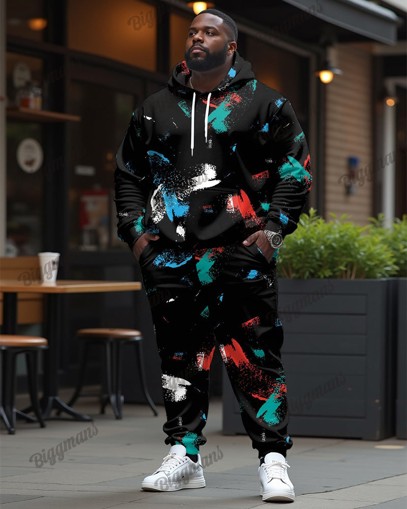 Big & Tall Graphic Hoodie Sweatpants Set for big men view 1