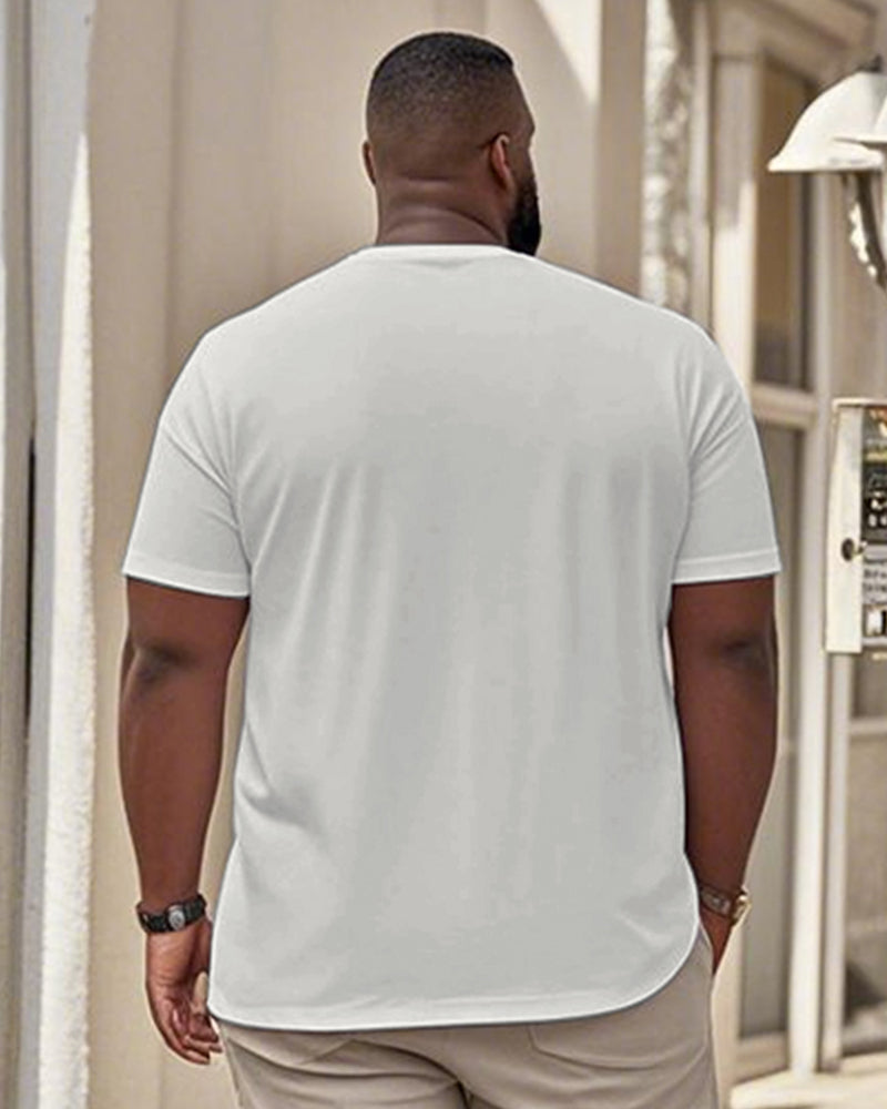Big & Tall White Geometric Graphic T-Shirt for big men view 2