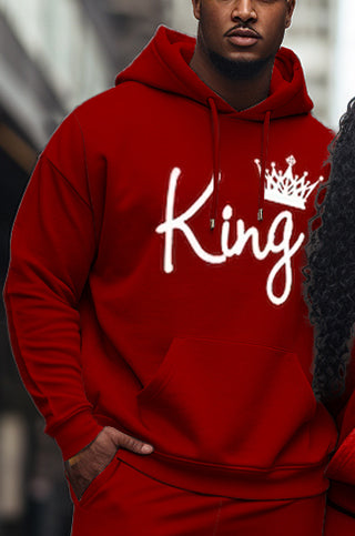 Big & Tall Red Graphic Hoodie Sweatpants Set for big men view 4