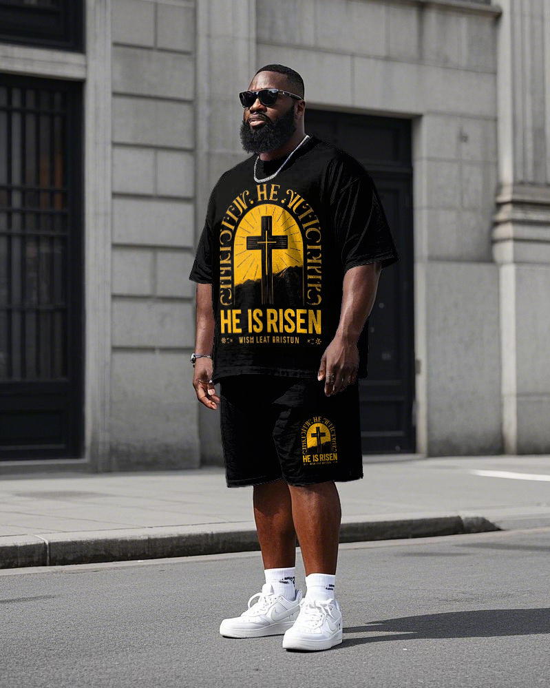 Big & Tall Streetwear T-Shirt Shorts Set for big men view 1