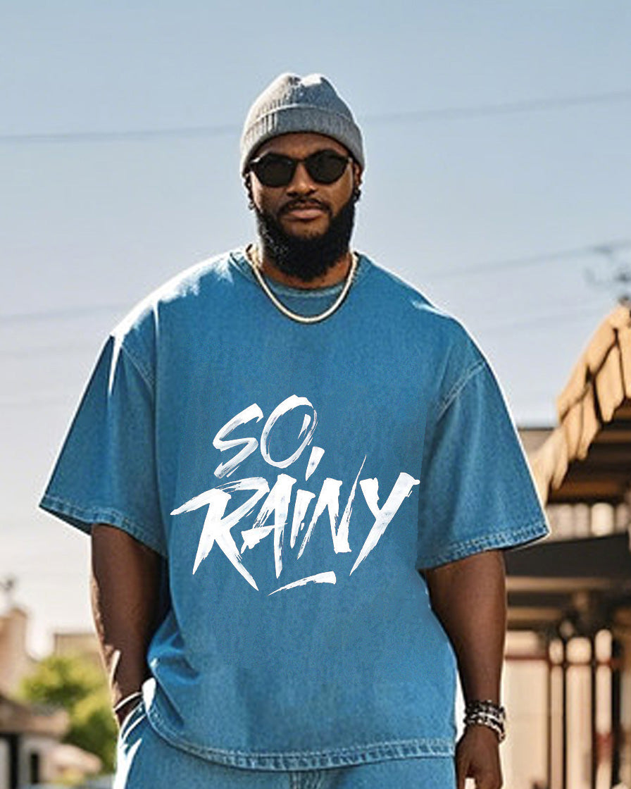 Big & Tall Denim Graphic Two-piece Set for big men view 2