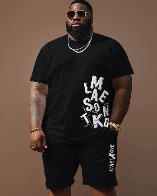Big & Tall Graphic Streetwear Two-piece Set for big men view 1