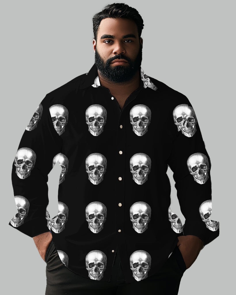 Big & Tall Skull Long Sleeve Shirt for big men