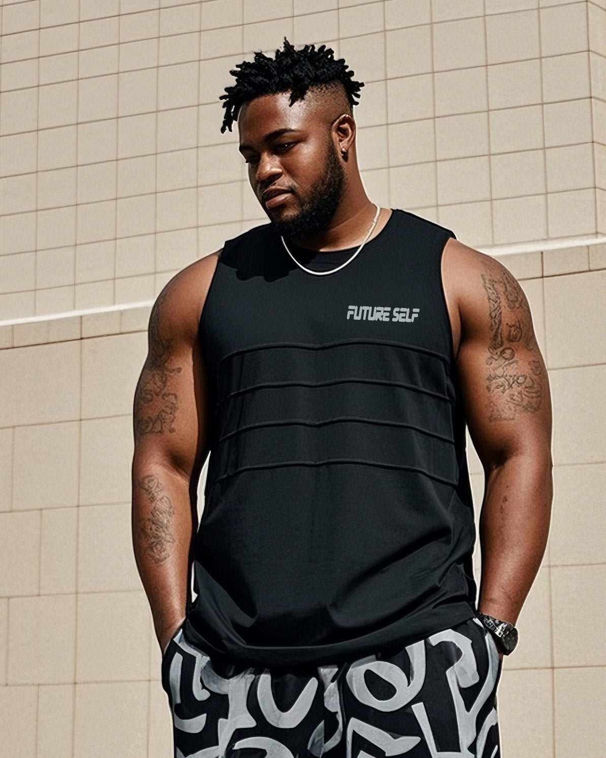 Big & Tall Streetwear Vest Pants Set for big men view 2