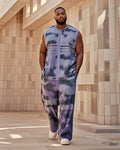 Big & Tall Striped Vest Pants Set for big men view 1