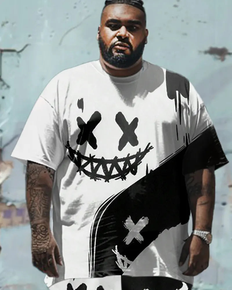 Big & Tall Smiley T-Shirt Shorts Set for big men view 2