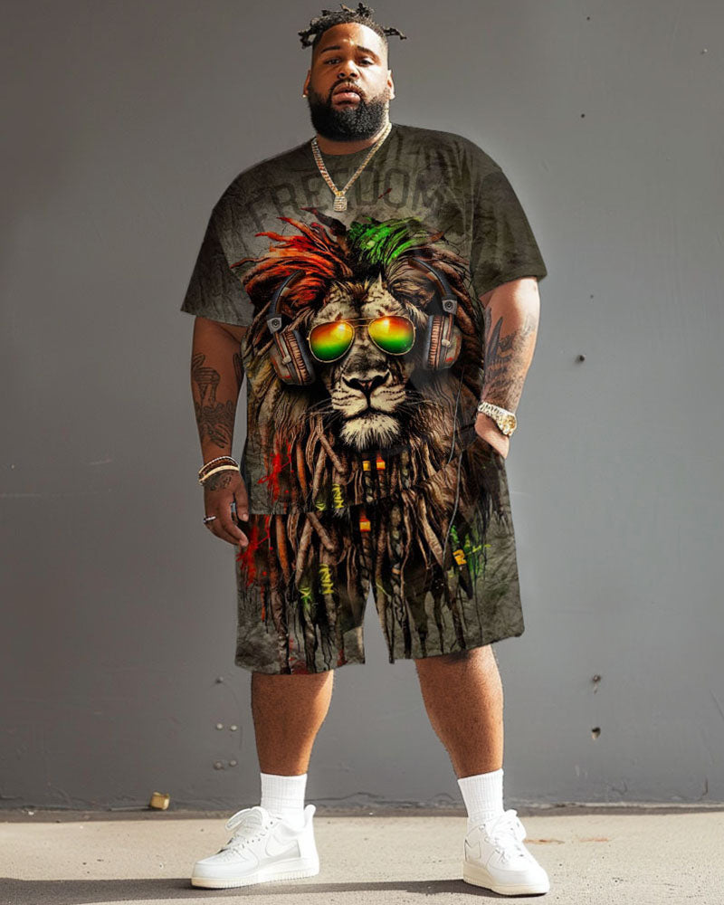 Big & Tall Graphic Graffiti T-Shirt Shorts Set for big men view 1