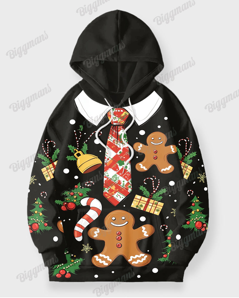 Big & Tall Black Graphic Hoodie Sweatpants Set for big men view 2