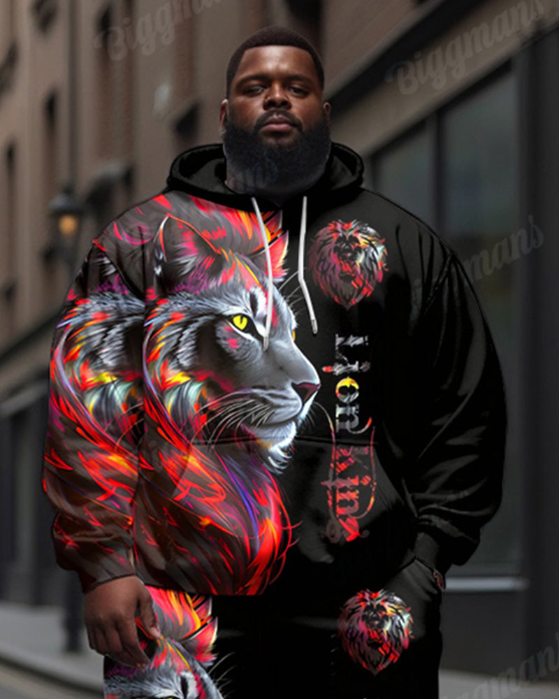 Big & Tall Graphic Streetwear Hoodie Sweatpants Set for big men view 2