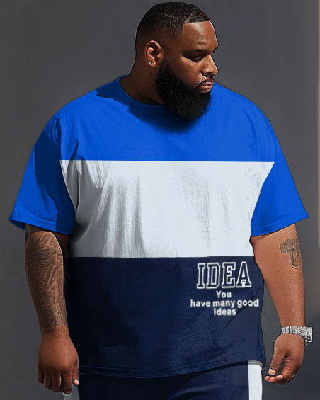 Big & Tall Colorblock Graphic Two-piece Set for big men view 2
