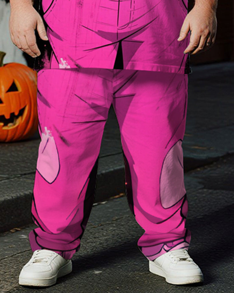 Big & Tall Pink Skull T-Shirt Pants Set for big men view 3