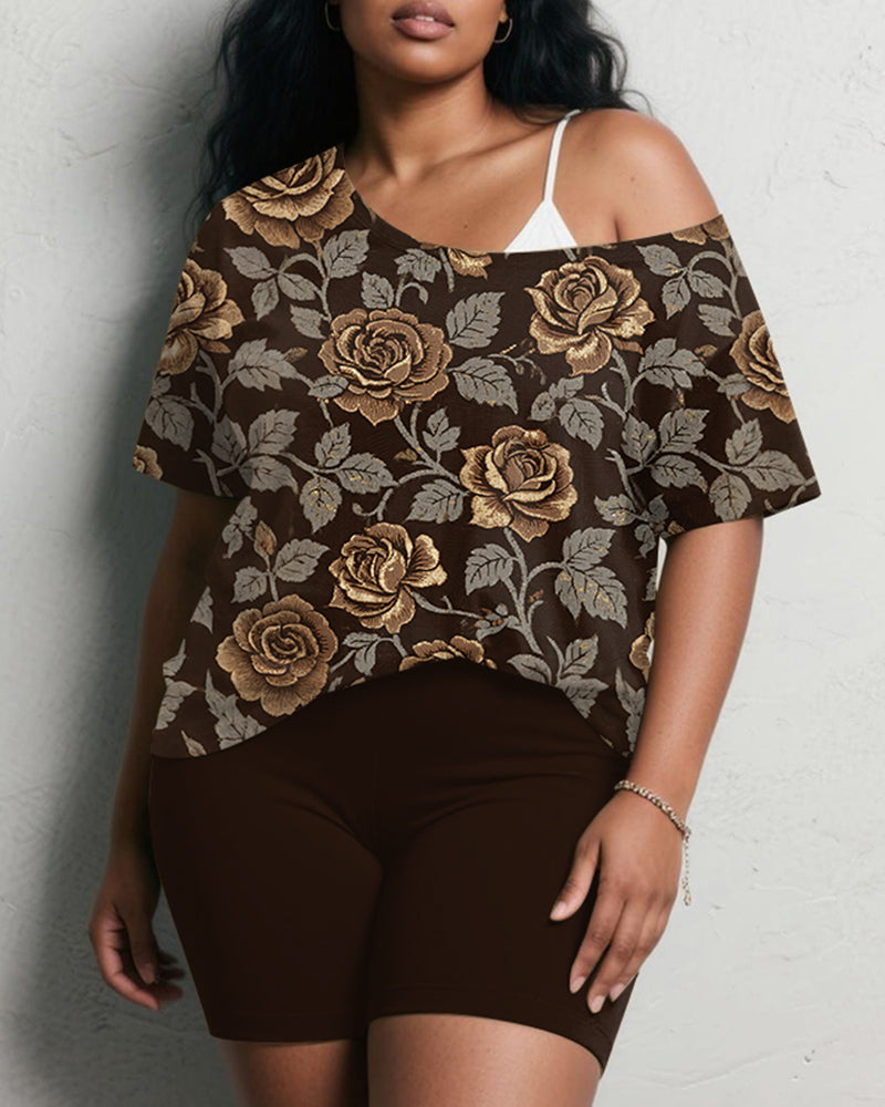 Big & Tall Brown Graphic Two-piece Set for big men view 1