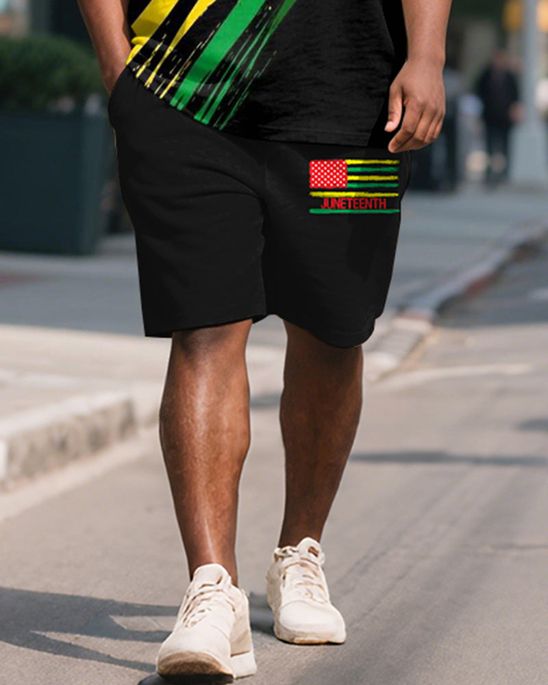 Big & Tall Juneteenth Graphic T-Shirt Shorts Set for big men view 3