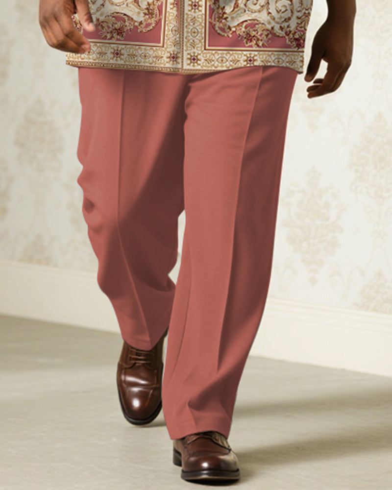 Big & Tall Pink Business Casual T-Shirt Pants Set for big men view 3