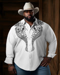 Big & Tall Western Denim Long Sleeve Shirt for big men view 1
