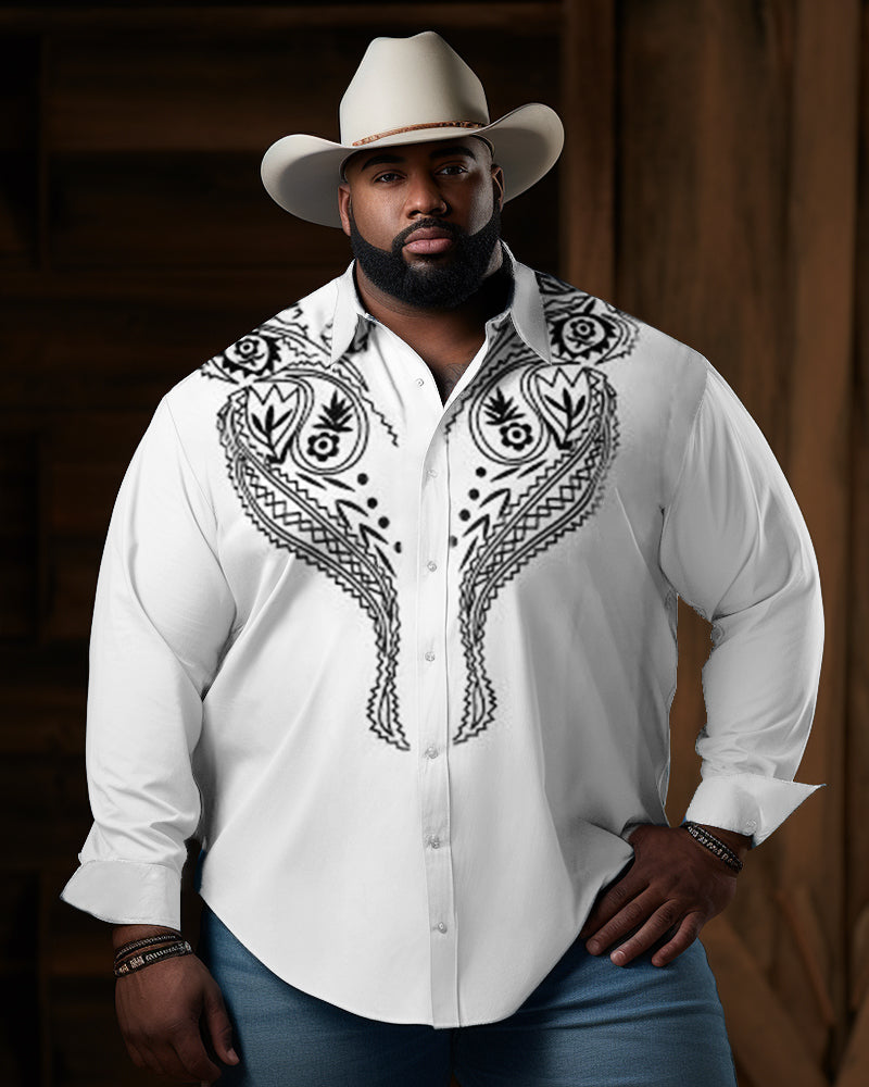 Big & Tall Western Denim Long Sleeve Shirt for big men view 1