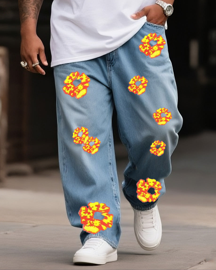 Big & Tall Denim Graphic Streetwear Jeans for big men view 1