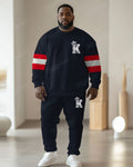 Big & Tall Red Striped Graphic Two-piece Set for big men view 1