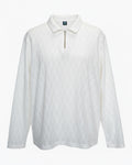 Big & Tall White Patchwork Polo Shirt for big men view 8