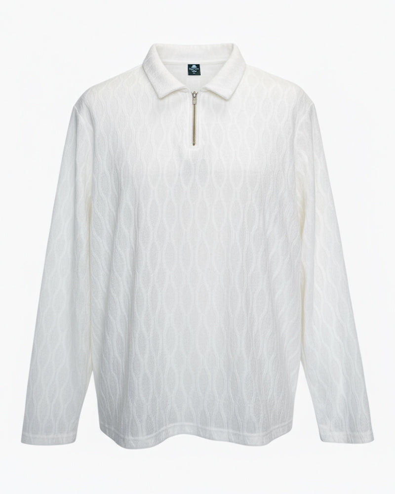 Big & Tall White Patchwork Polo Shirt for big men view 8
