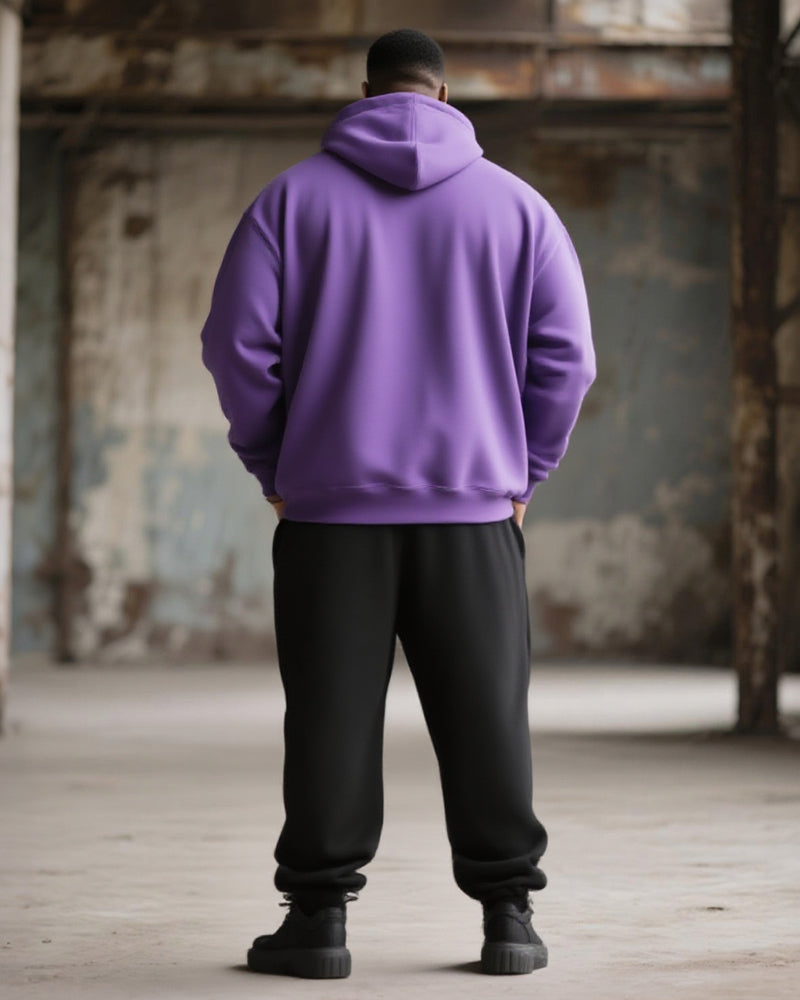 Big & Tall Purple Graphic Hoodie Sweatpants Set for big men view 4