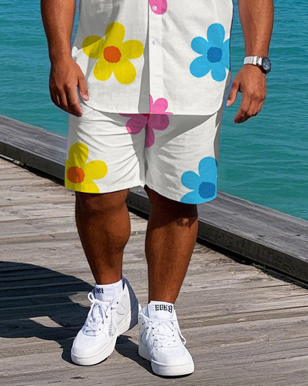 Big & Tall Floral T-Shirt Shorts Set for big men view 3