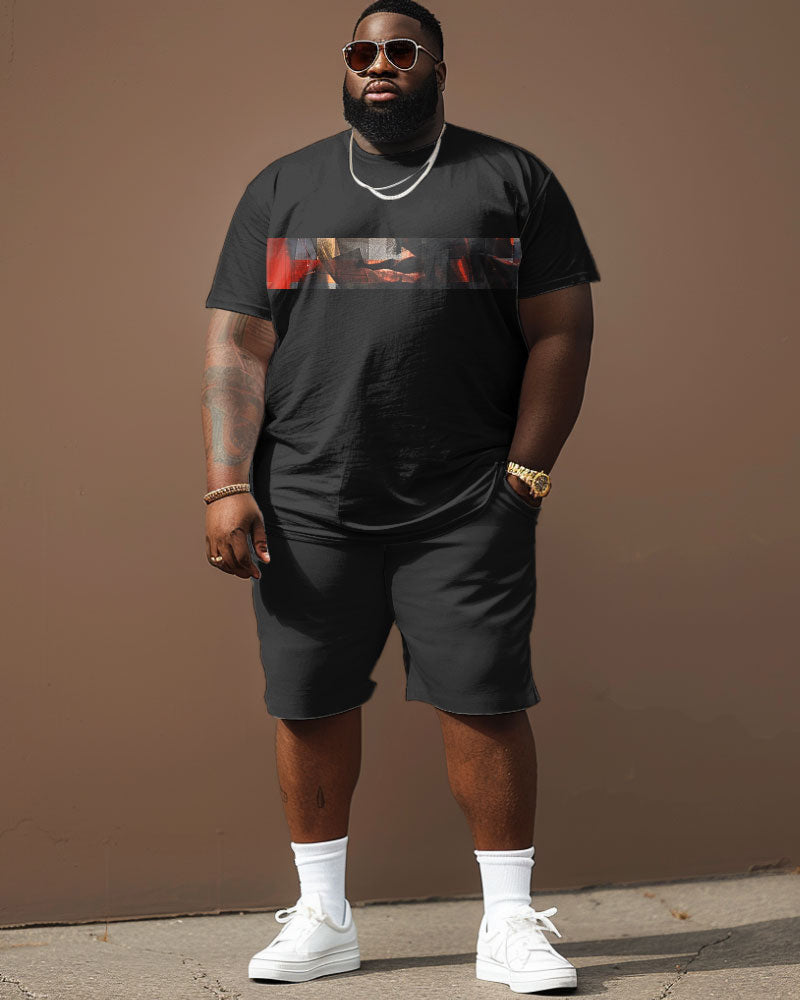 Big & Tall Colorblock Geometric Graphic Two-piece Set for big men view 2