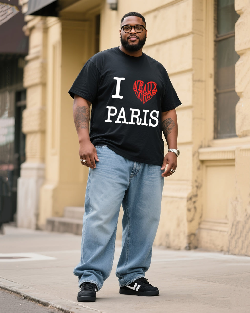 Big & Tall Denim T-Shirt Pants Set for big men view 1