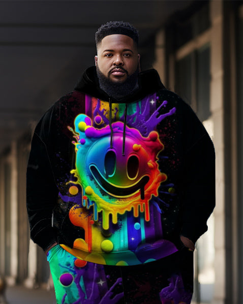 Big & Tall Smiley Hoodie Sweatpants Set for big men view 2