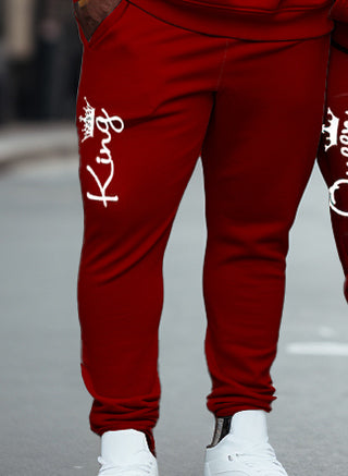 Big & Tall Red Graphic Hoodie Sweatpants Set for big men view 6