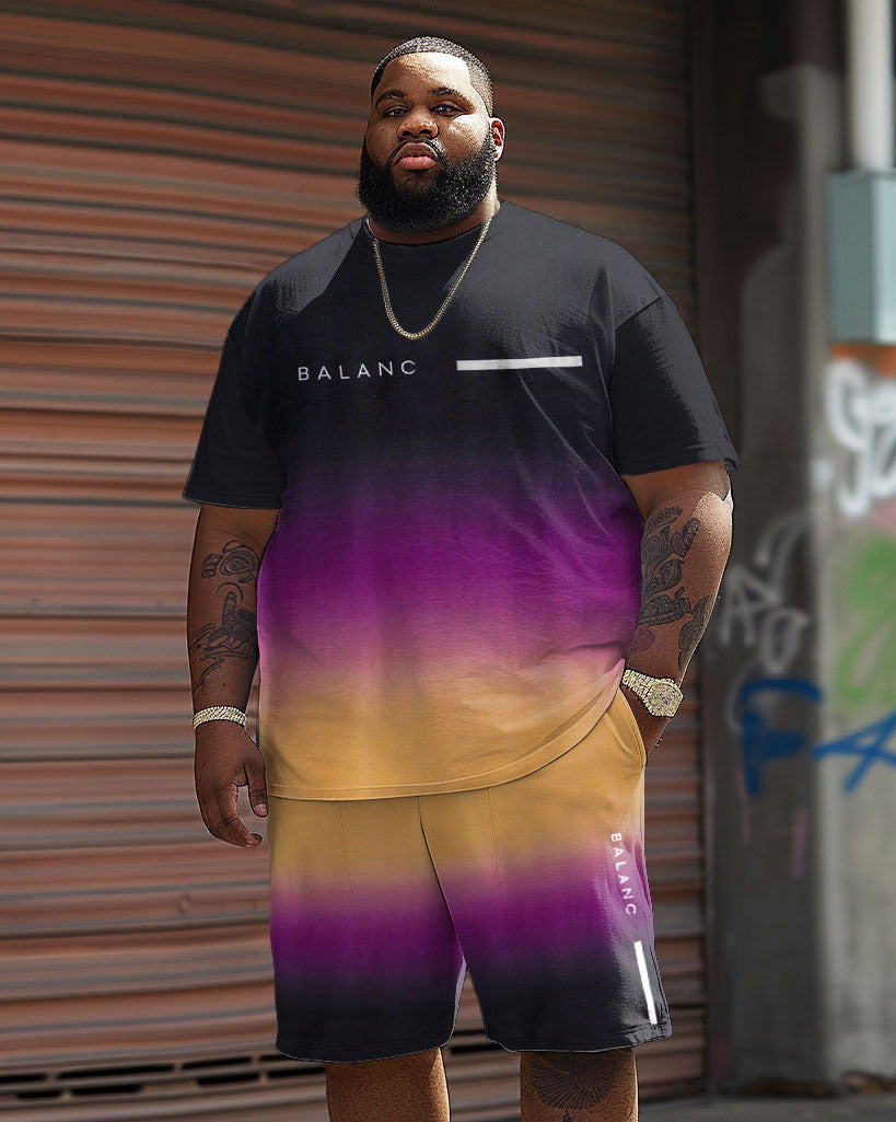 Big & Tall Gradient Graphic T-Shirt Shorts Set for big men view 1