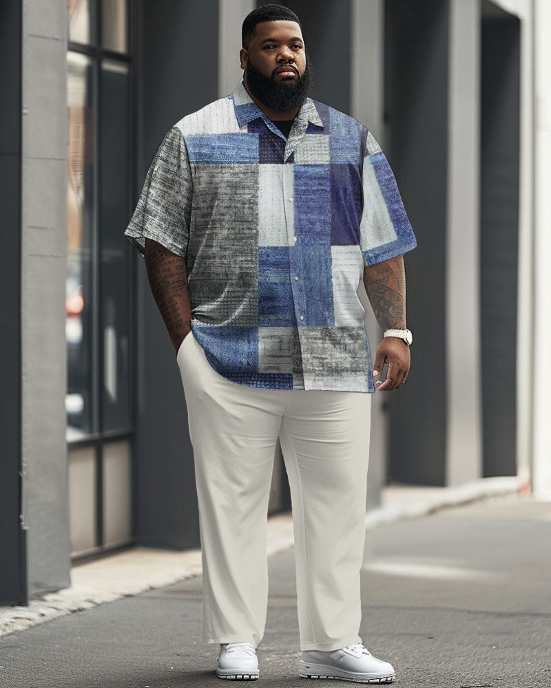 Big & Tall Geometric Graphic T-Shirt Pants Set for big men view 1
