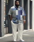 Big & Tall Geometric Graphic T-Shirt Pants Set for big men view 1
