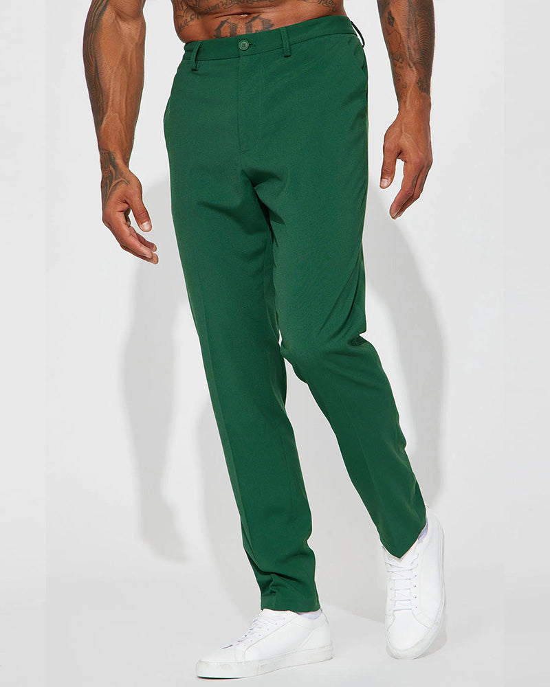Big & Tall Solid Color Business Casual Two-piece Set for big men view 9