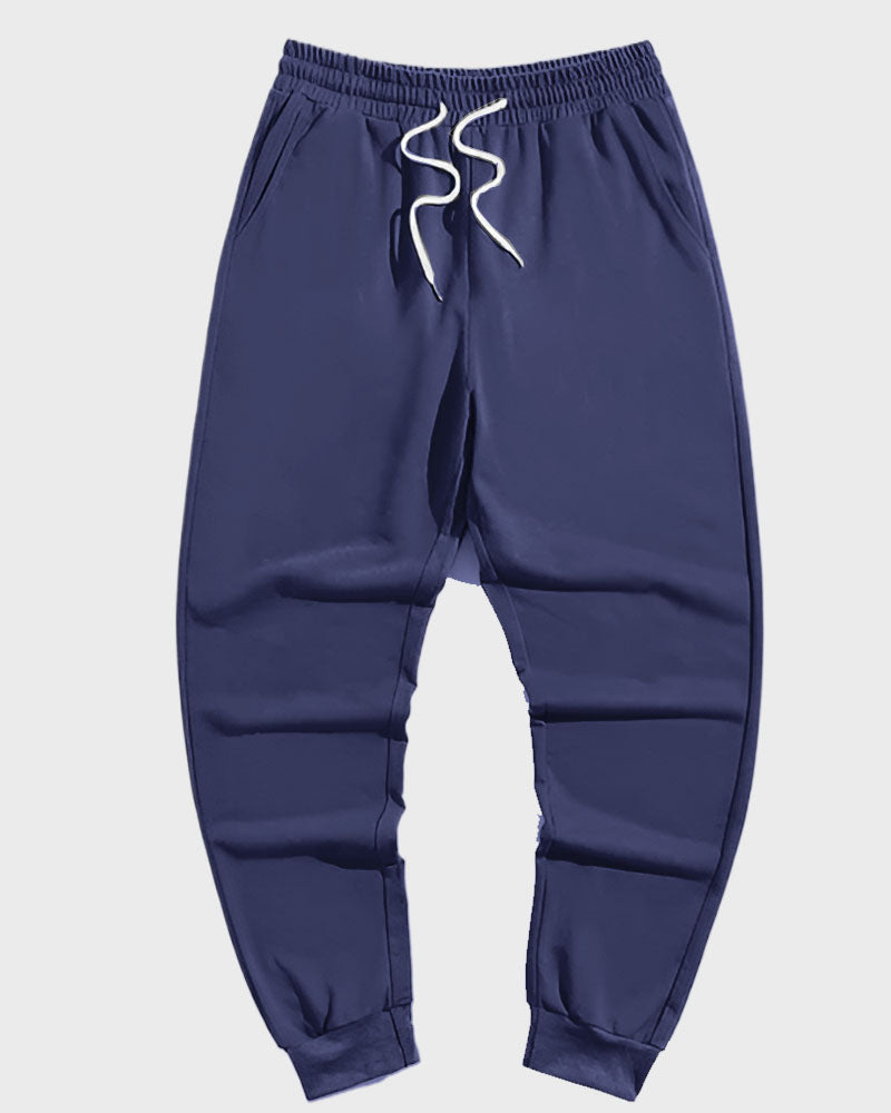 Big & Tall Blue Navy Graphic Hoodie Sweatpants Set for big men view 4