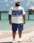 Big & Tall Hawaiian Striped T-Shirt Shorts Set for big men view 2
